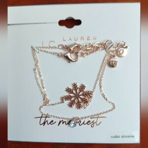 LC LAUREN CONRAD SNOWFLAKE DOUBLE CHAIN BRACELET